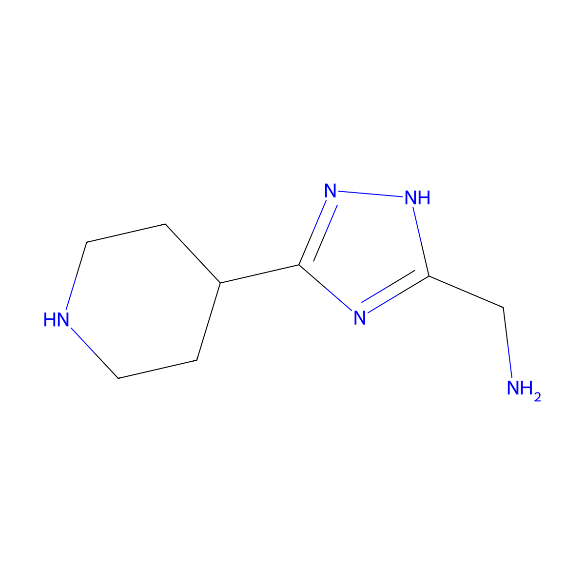 1-[3-(piperidin-4-yl)-1H-1,2,4-triazol-5-yl]methanamine molecular structure, CAS 2580238-08-8