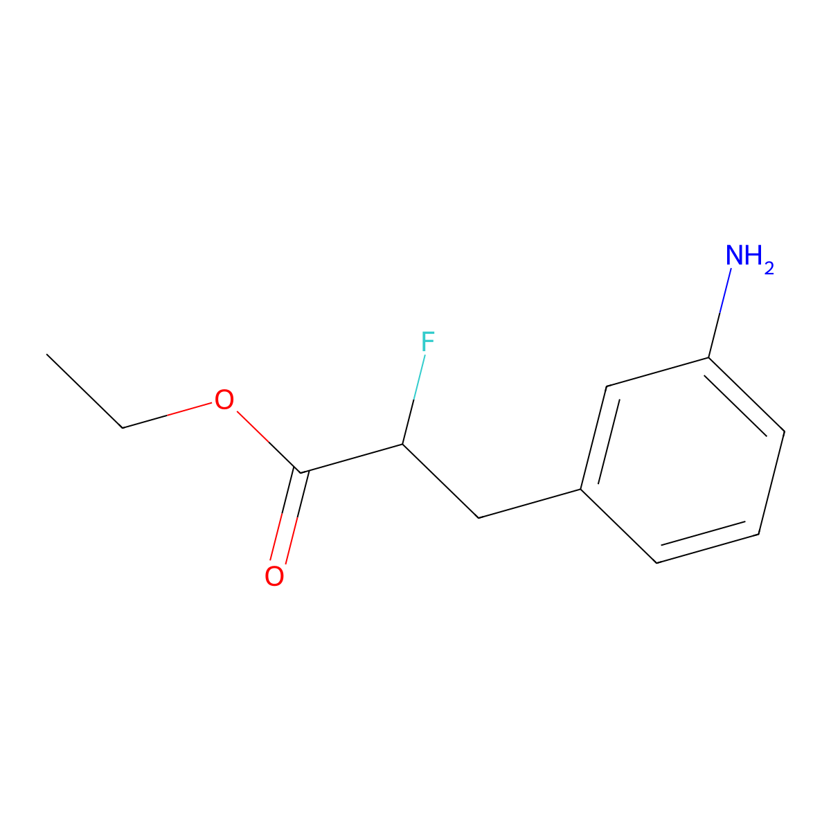 Ethyl 3-(3-aminophenyl)-2-fluoropropanoate molecular structure, CAS 2580238-12-4