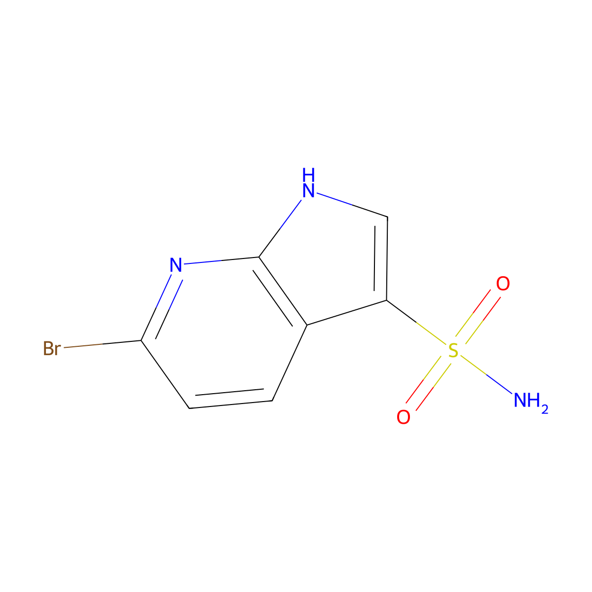 6-bromo-1H-pyrrolo[2,3-b]pyridine-3-sulfonamide molecular structure, CAS 2580238-17-9