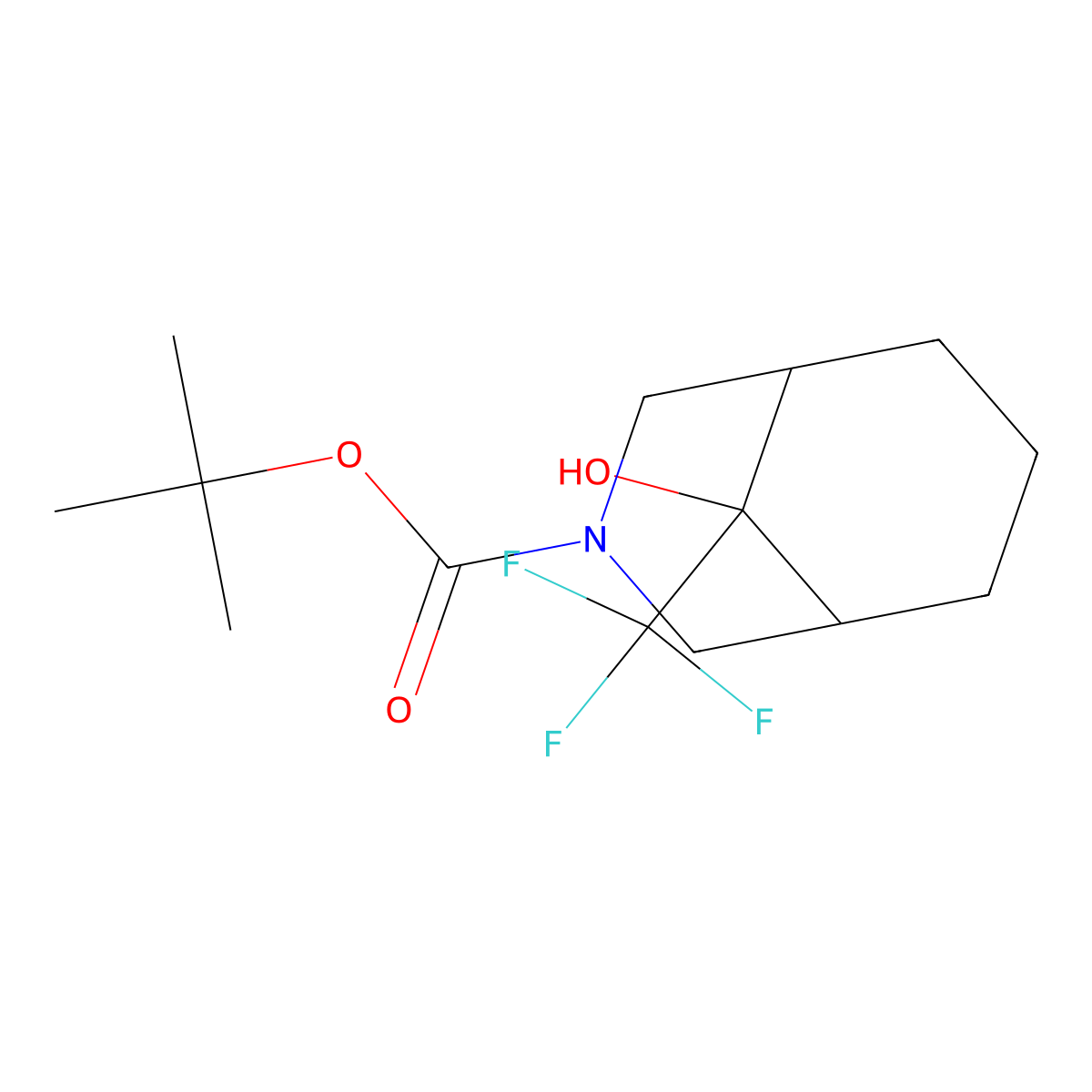 Tert-butyl 9-hydroxy-9-(trifluoromethyl)-3-azabicyclo[3.3.1]nonane-3-carboxylate molecular structure, CAS 2580238-20-4