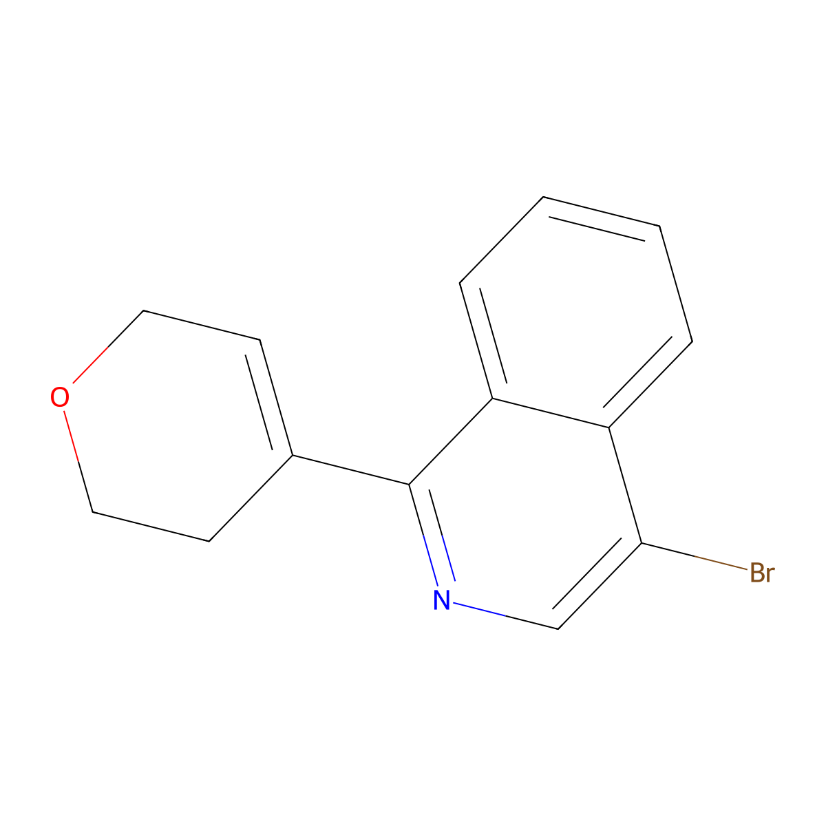4-Bromo-1-(3,6-dihydro-2H-pyran-4-yl)isoquinoline molecular structure, CAS 2580238-25-9