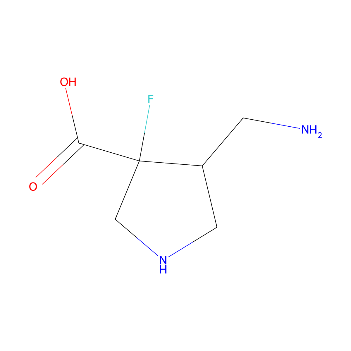 4-(Aminomethyl)-3-fluoropyrrolidine-3-carboxylic acid molecular structure, CAS 2580238-29-3