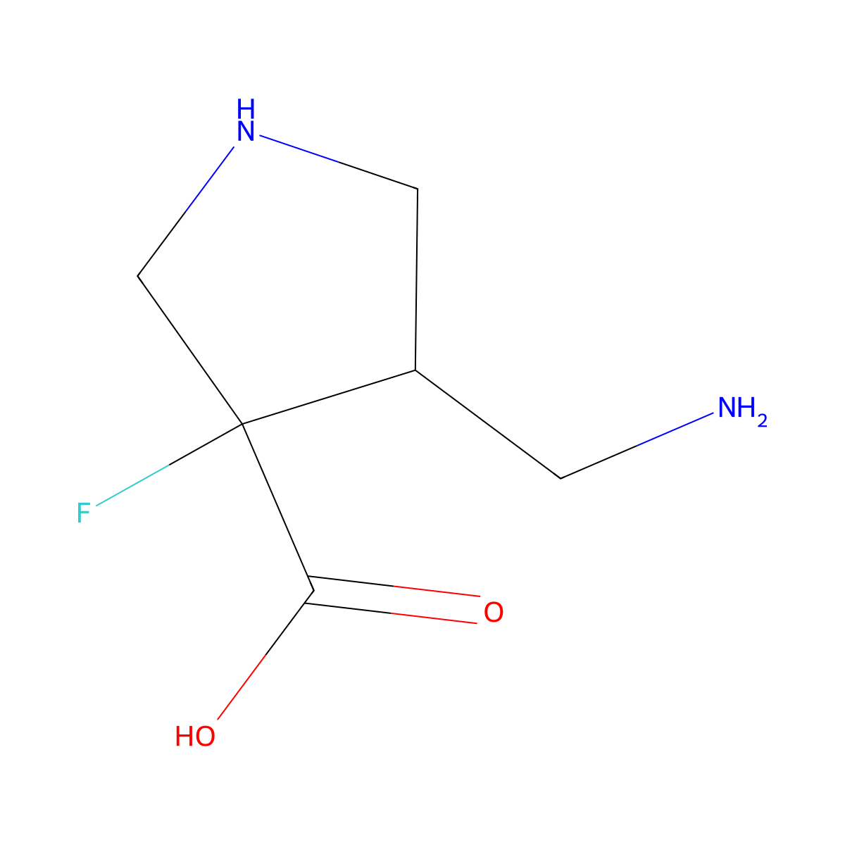 4-(Aminomethyl)-3-fluoropyrrolidine-3-carboxylic acid molecular structure, CAS 2580238-29-3