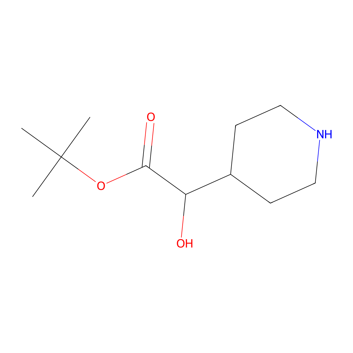 Tert-butyl 2-hydroxy-2-(piperidin-4-yl)acetate molecular structure, CAS 2580238-30-6