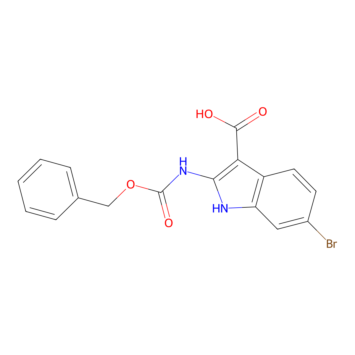 2-{[(benzyloxy)carbonyl]amino}-6-bromo-1H-indole-3-carboxylic acid molecular structure, CAS 2580238-39-5