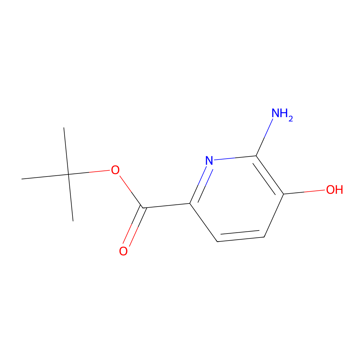 Tert-butyl 6-amino-5-hydroxypyridine-2-carboxylate molecular structure, CAS 2580238-50-0
