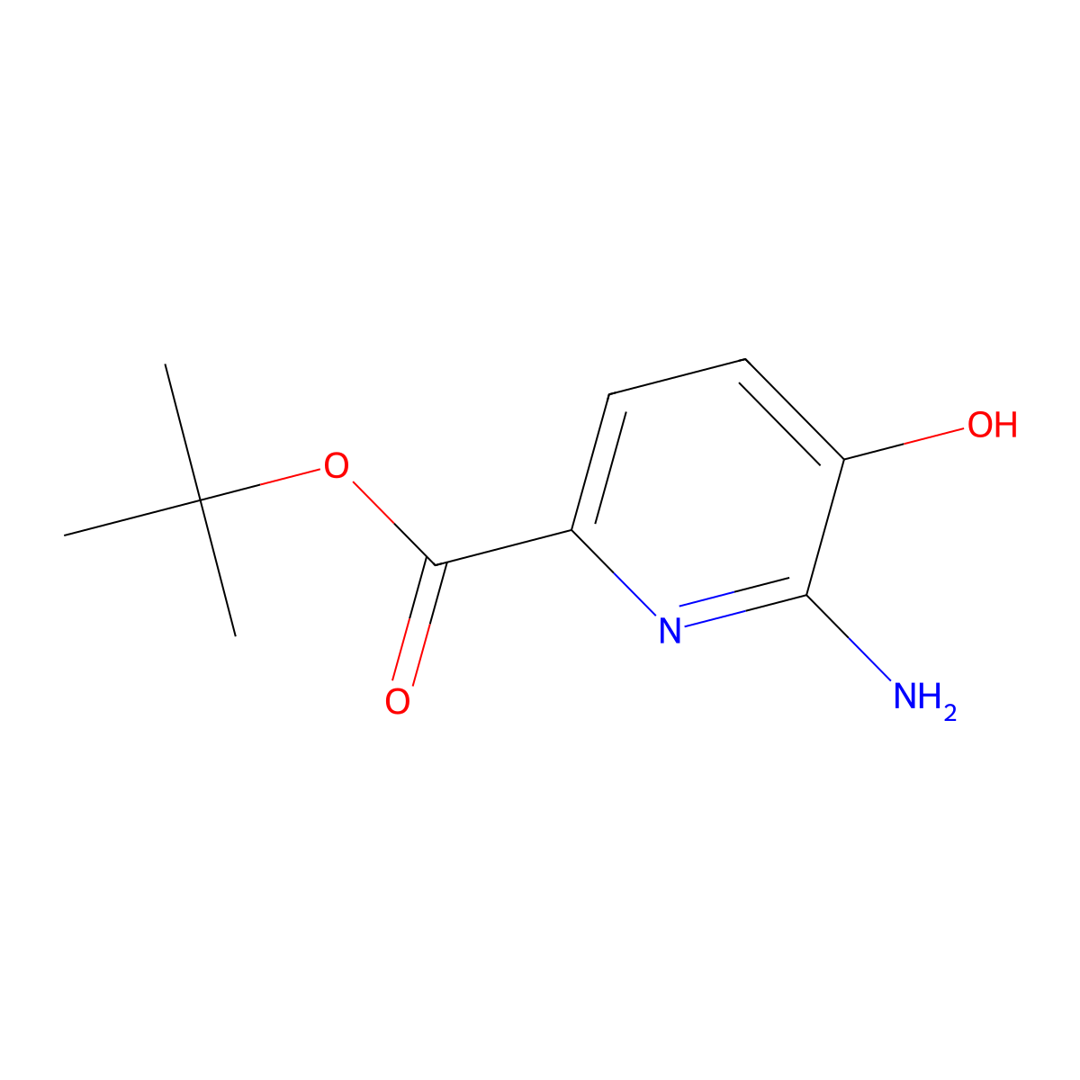 Tert-butyl 6-amino-5-hydroxypyridine-2-carboxylate molecular structure, CAS 2580238-50-0