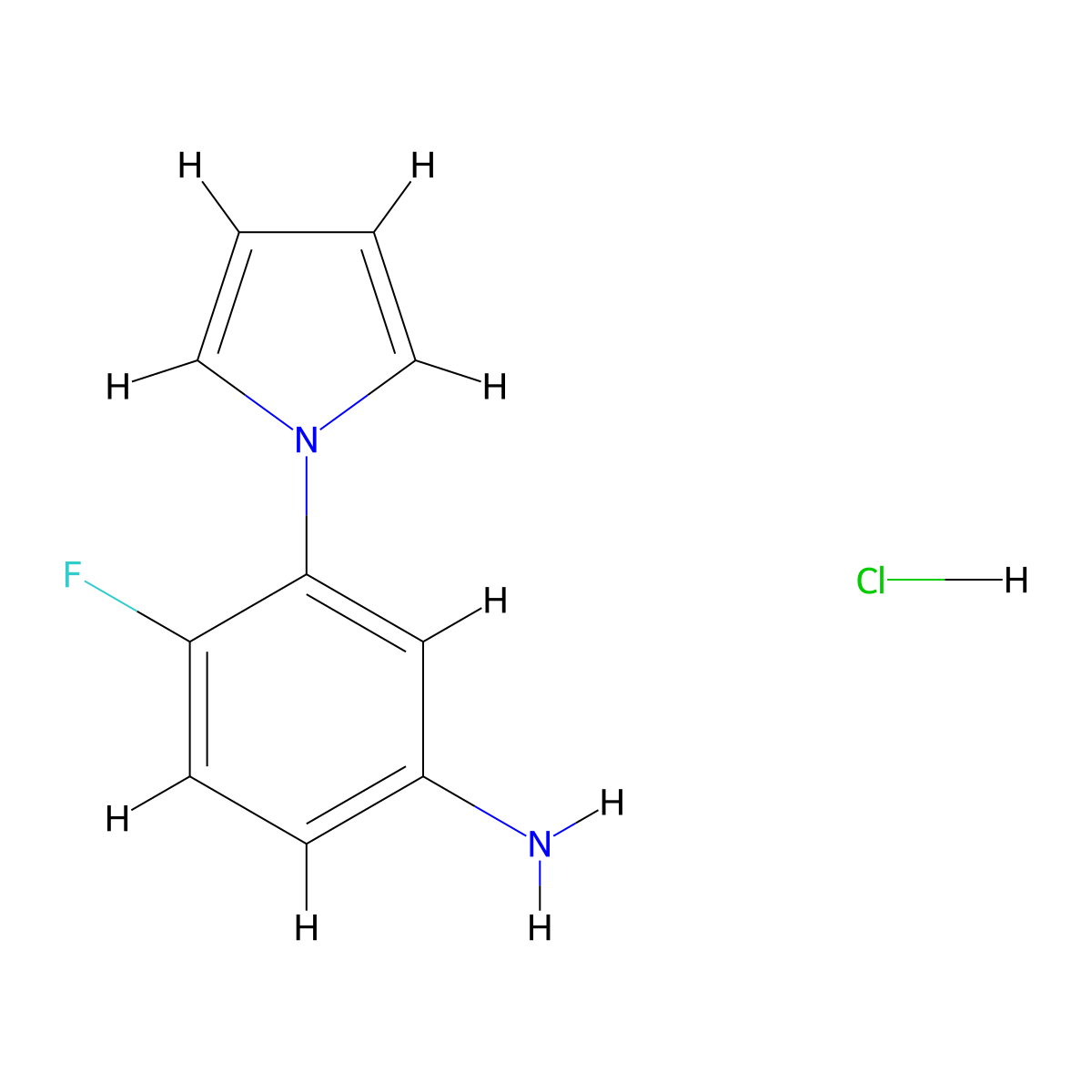 4-fluoro-3-(1H-pyrrol-1-yl)aniline hydrochloride molecular structure, CAS 2580238-51-1
