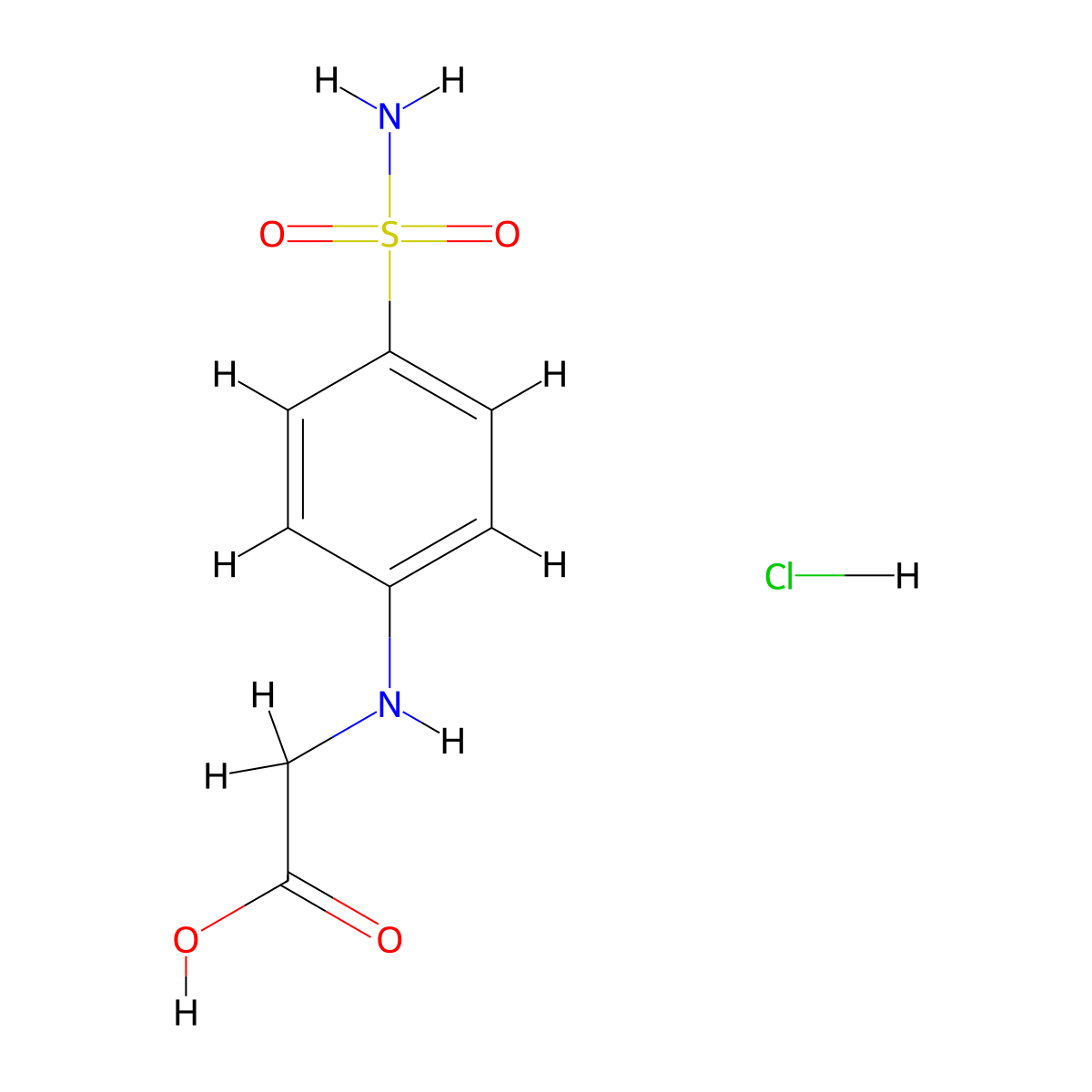 2-[(4-Sulfamoylphenyl)amino]acetic acid hydrochloride molecular structure, CAS 2580238-54-4