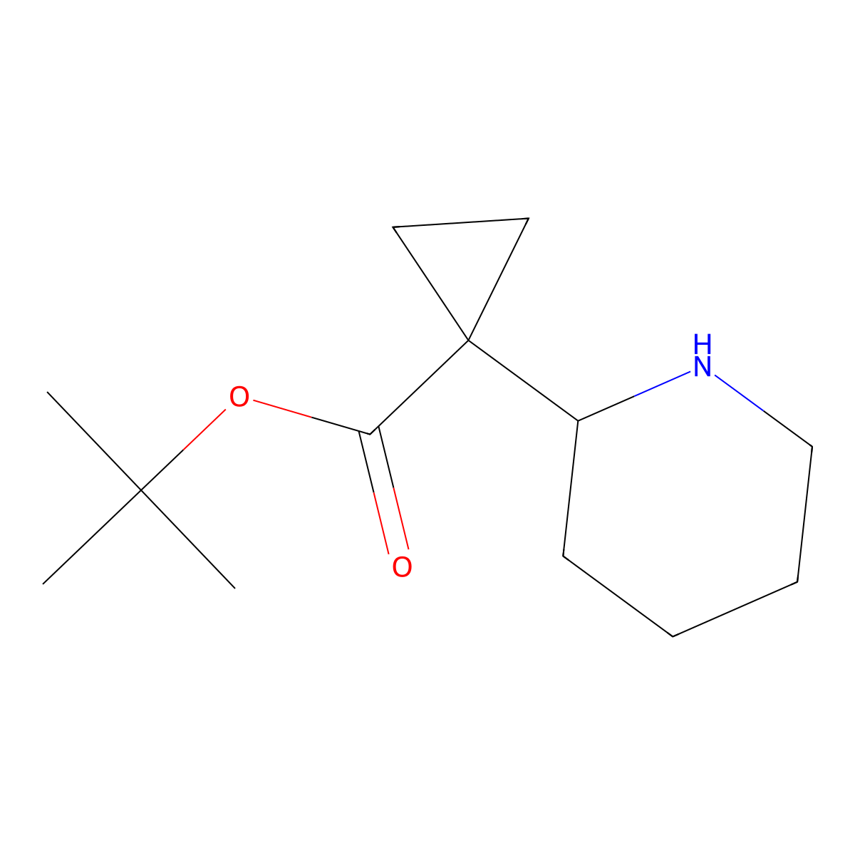 Tert-butyl 1-(piperidin-2-yl)cyclopropane-1-carboxylate molecular structure, CAS 2580238-55-5