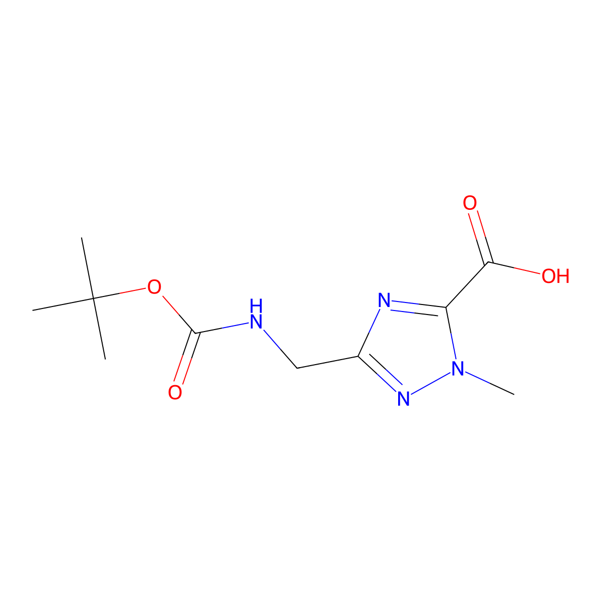 3-({[(tert-butoxy)carbonyl]amino}methyl)-1-methyl-1H-1,2,4-triazole-5-carboxylic acid molecular structure, CAS 2580238-61-3
