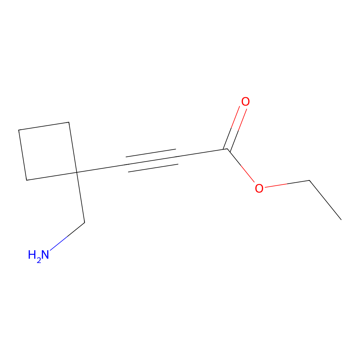 Ethyl 3-[1-(aminomethyl)cyclobutyl]prop-2-ynoate molecular structure, CAS 2580238-63-5