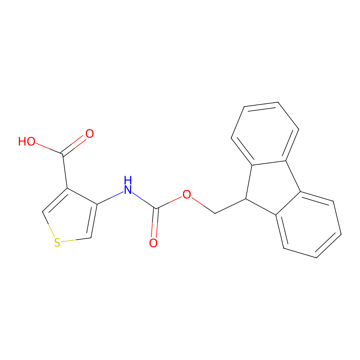 4-(9H-Fluoren-9-ylmethoxycarbonylamino)thiophene-3-carboxylic acid molecular structure, CAS 2580238-67-9