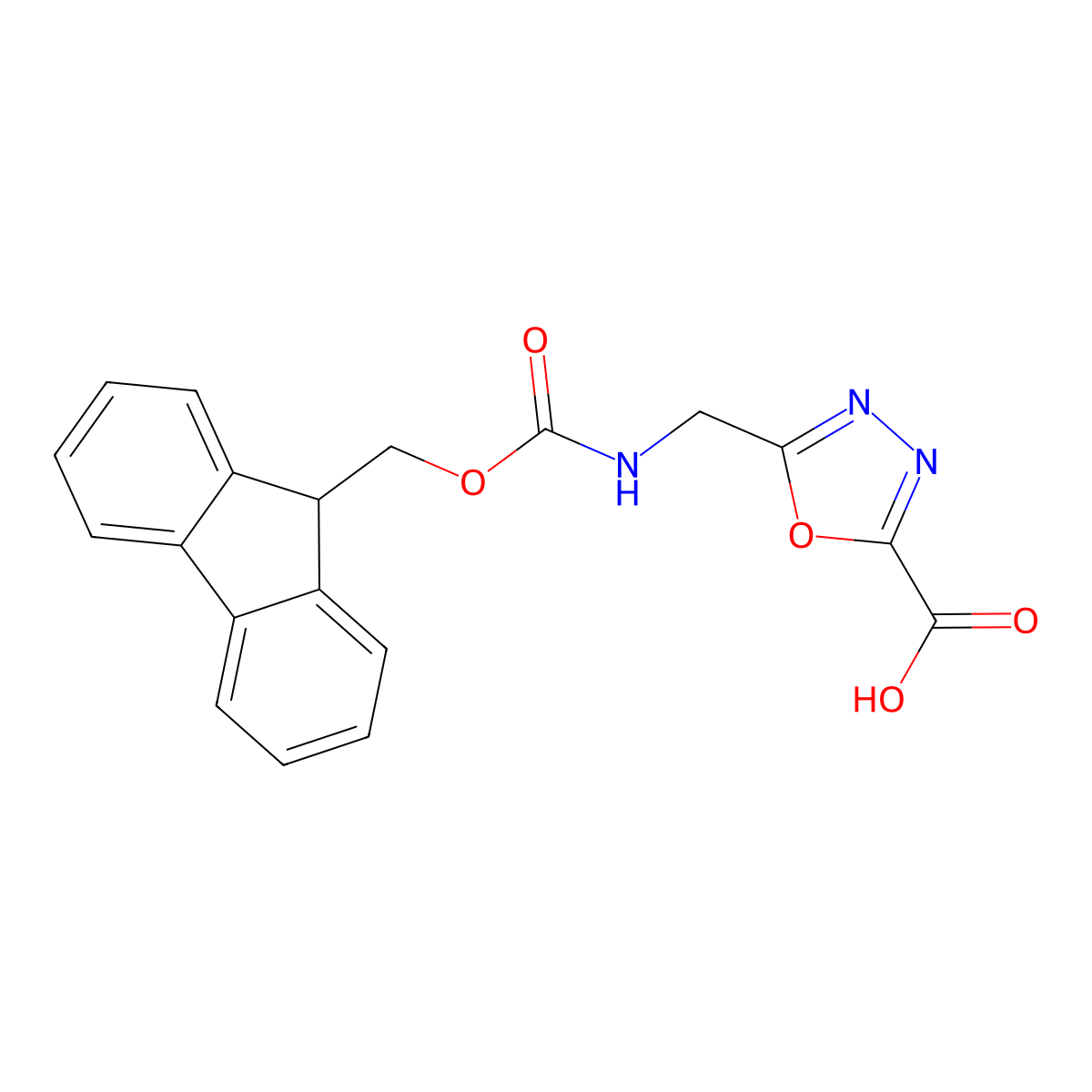 5-[({[(9H-fluoren-9-yl)methoxy]carbonyl}amino)methyl]-1,3,4-oxadiazole-2-carboxylic acid molecular structure, CAS 2580238-82-8