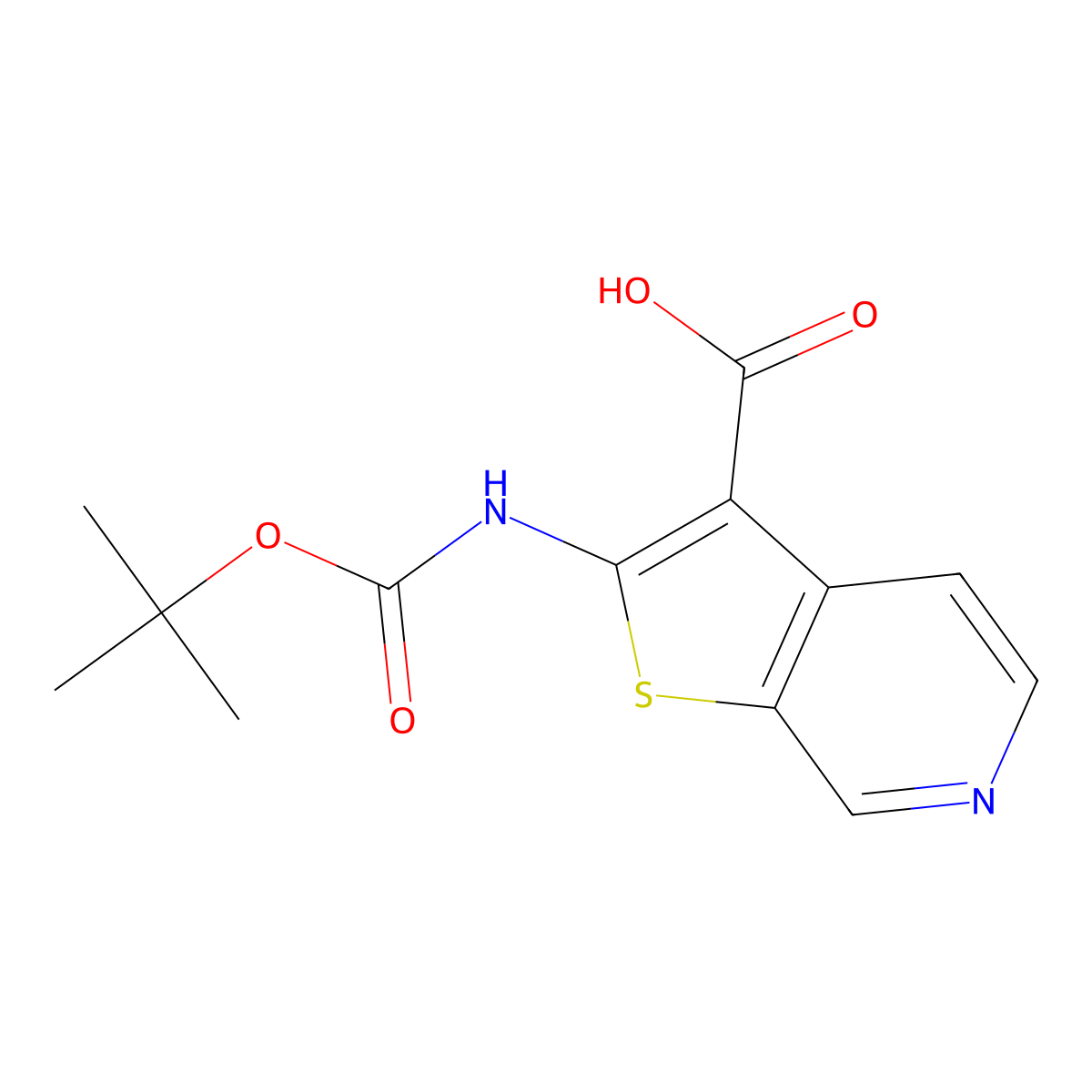 2-{[(Tert-butoxy)carbonyl]amino}thieno[2,3-c]pyridine-3-carboxylic acid molecular structure, CAS 2580238-92-0