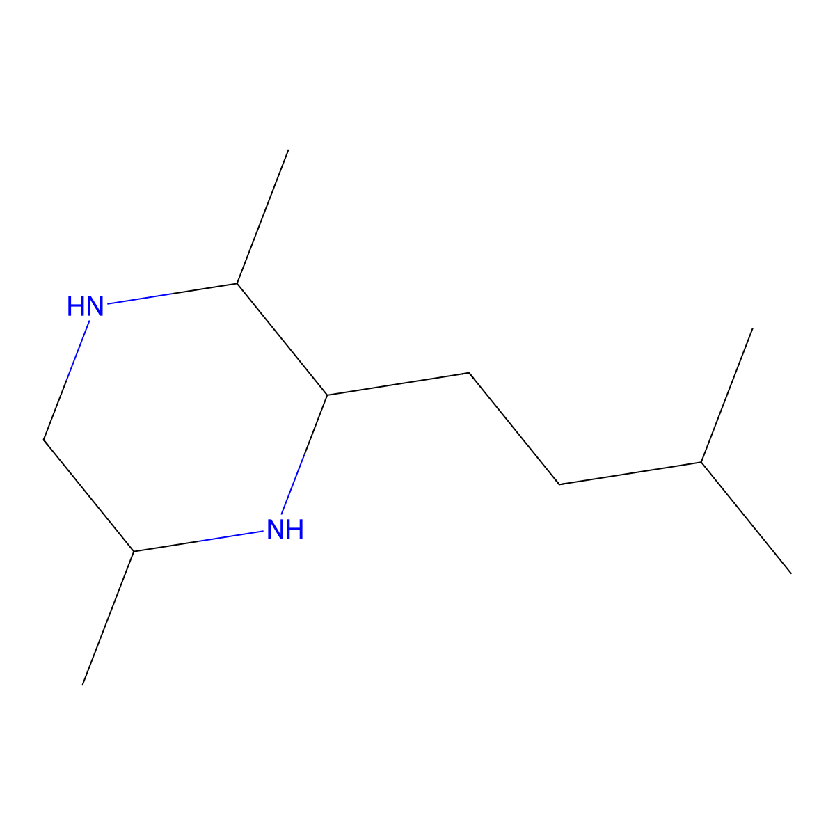 2,5-Dimethyl-3-(3-methylbutyl)piperazine molecular structure, CAS 2580239-02-5