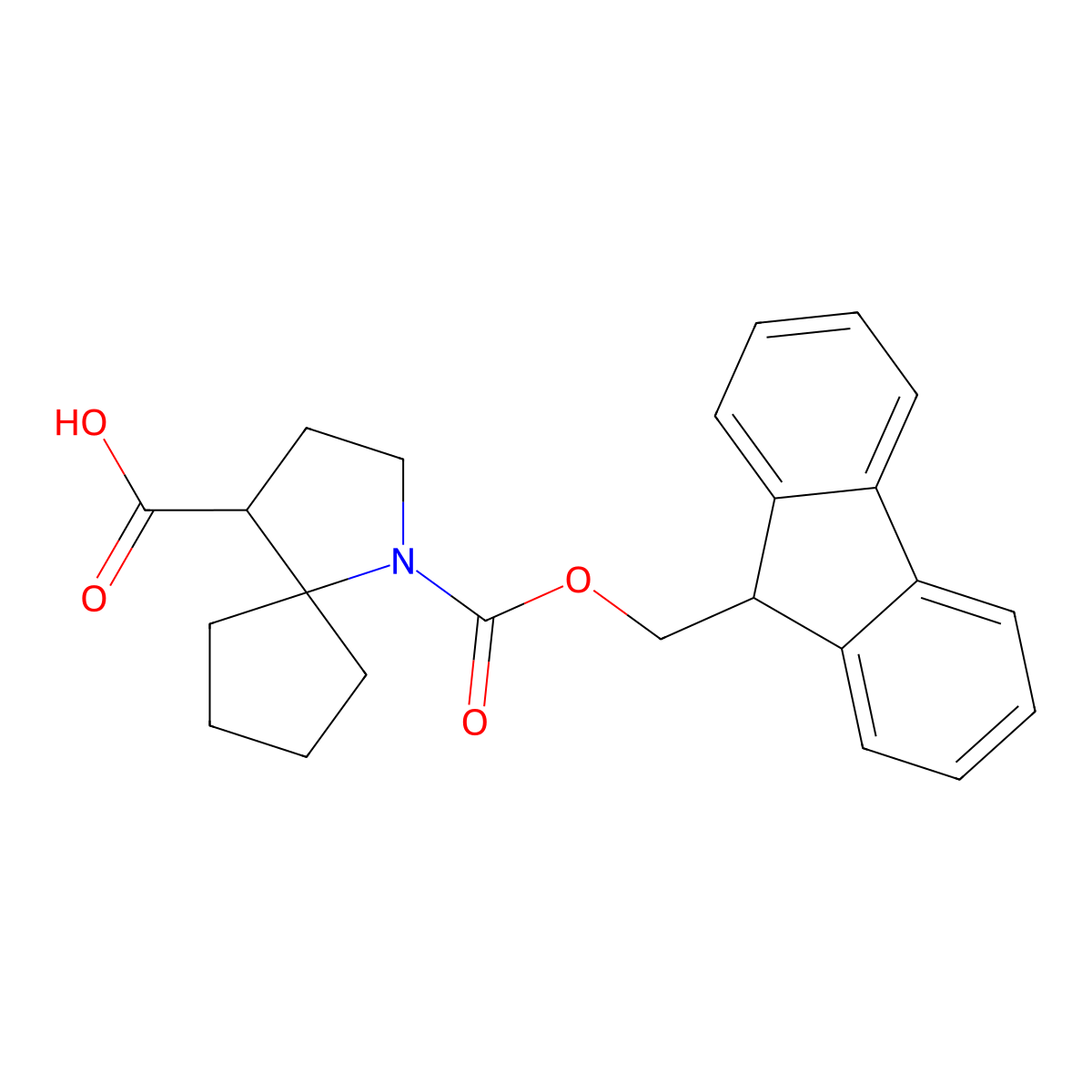 1-{[(9H-fluoren-9-yl)methoxy]carbonyl}-1-azaspiro[4.4]nonane-4-carboxylic acid molecular structure, CAS 2580239-04-7