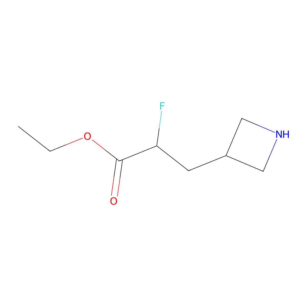 Ethyl 3-(azetidin-3-yl)-2-fluoropropanoate molecular structure, CAS 2580239-29-6