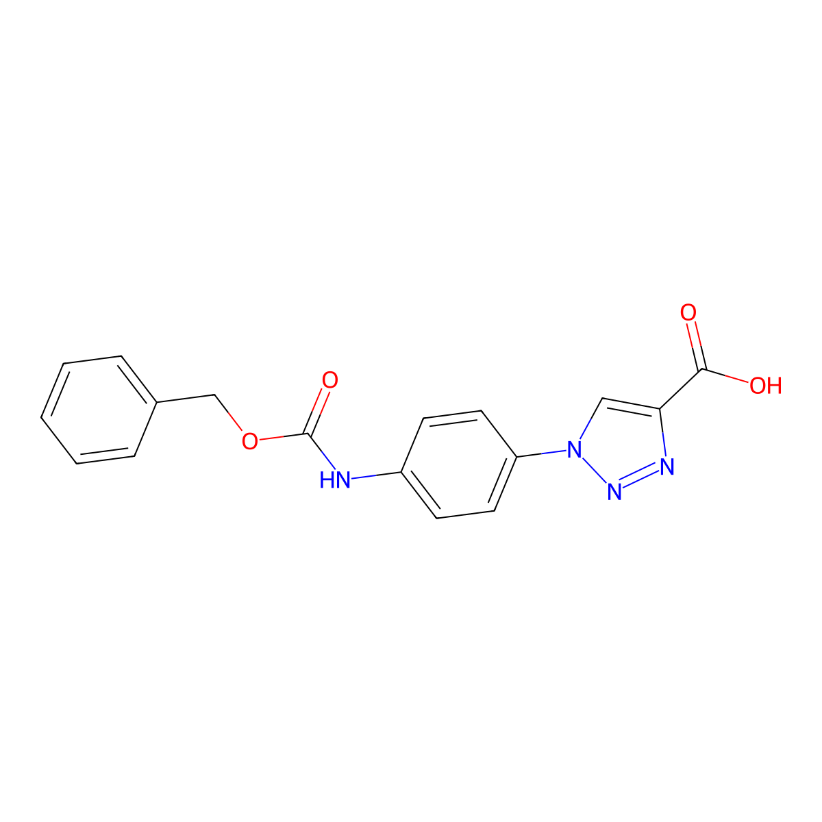 1-(4-{[(benzyloxy)carbonyl]amino}phenyl)-1H-1,2,3-triazole-4-carboxylic acid molecular structure, CAS 2580239-30-9