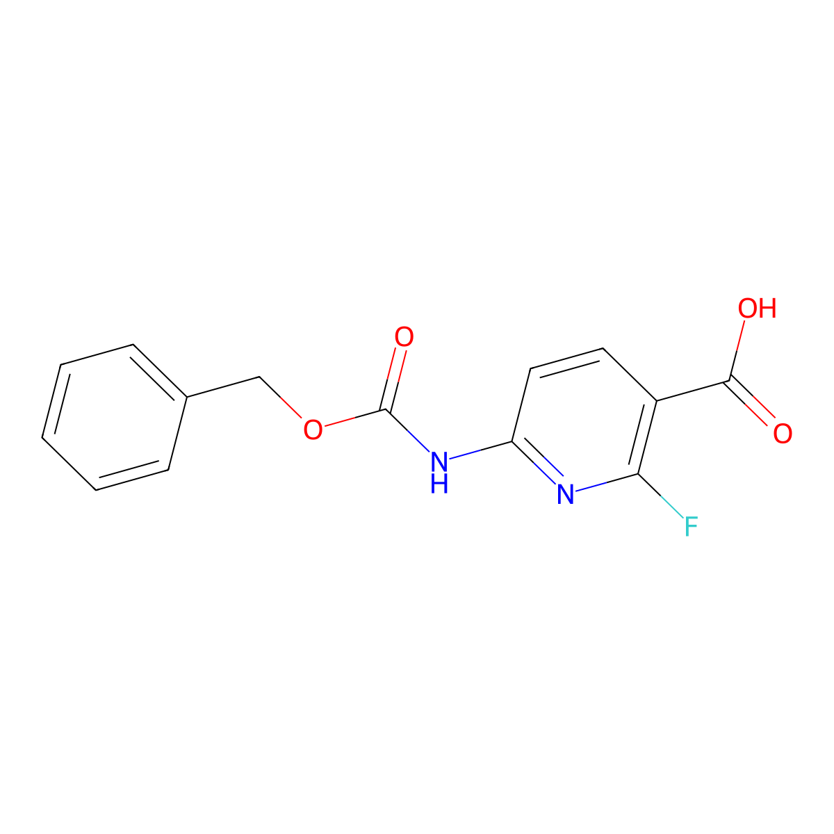 6-{[(Benzyloxy)carbonyl]amino}-2-fluoropyridine-3-carboxylic acid molecular structure, CAS 2580239-33-2