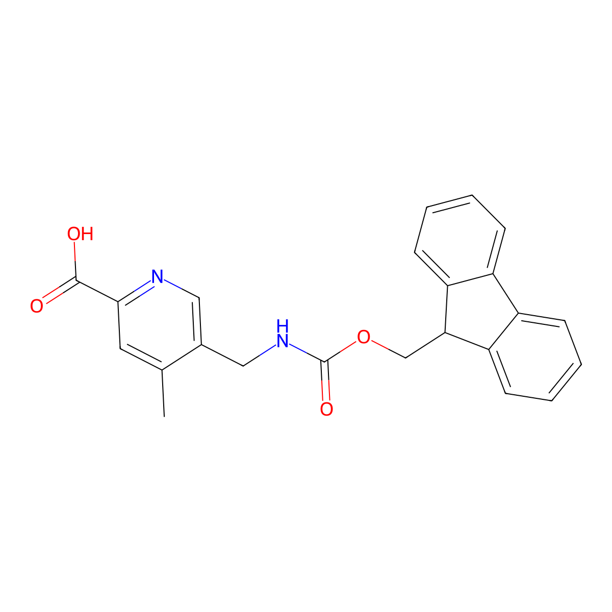 5-[({[(9H-fluoren-9-yl)methoxy]carbonyl}amino)methyl]-4-methylpyridine-2-carboxylic acid molecular structure, CAS 2580239-41-2
