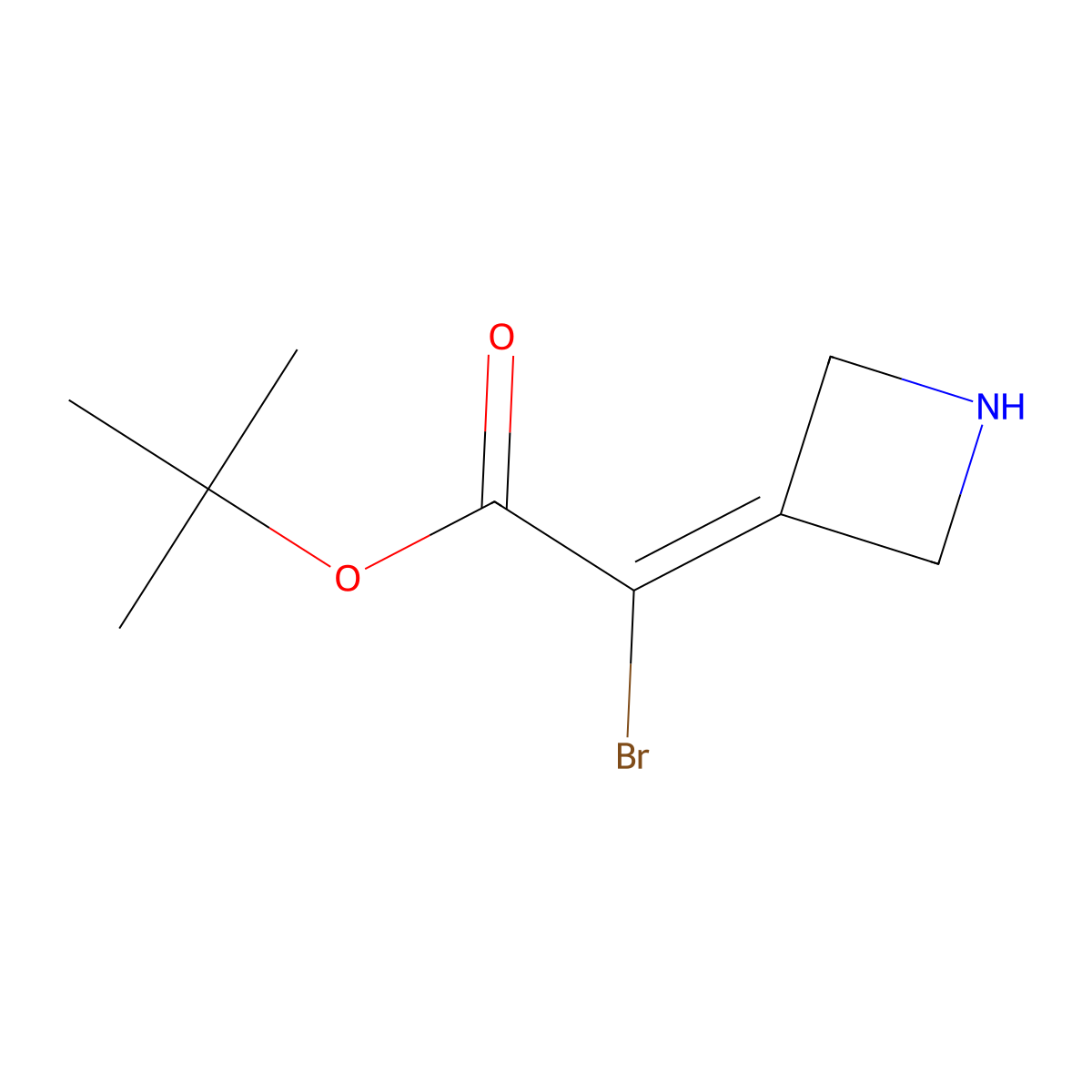Tert-butyl 2-(azetidin-3-ylidene)-2-bromoacetate molecular structure, CAS 2580239-44-5