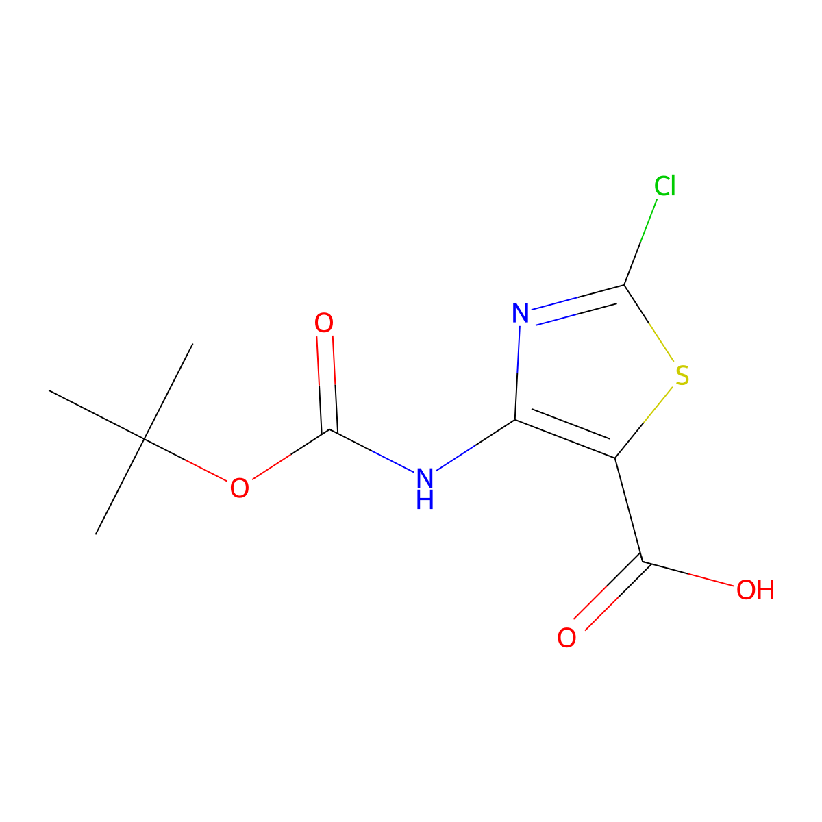 4-{[(Tert-butoxy)carbonyl]amino}-2-chloro-1,3-thiazole-5-carboxylic acid molecular structure, CAS 2580239-50-3