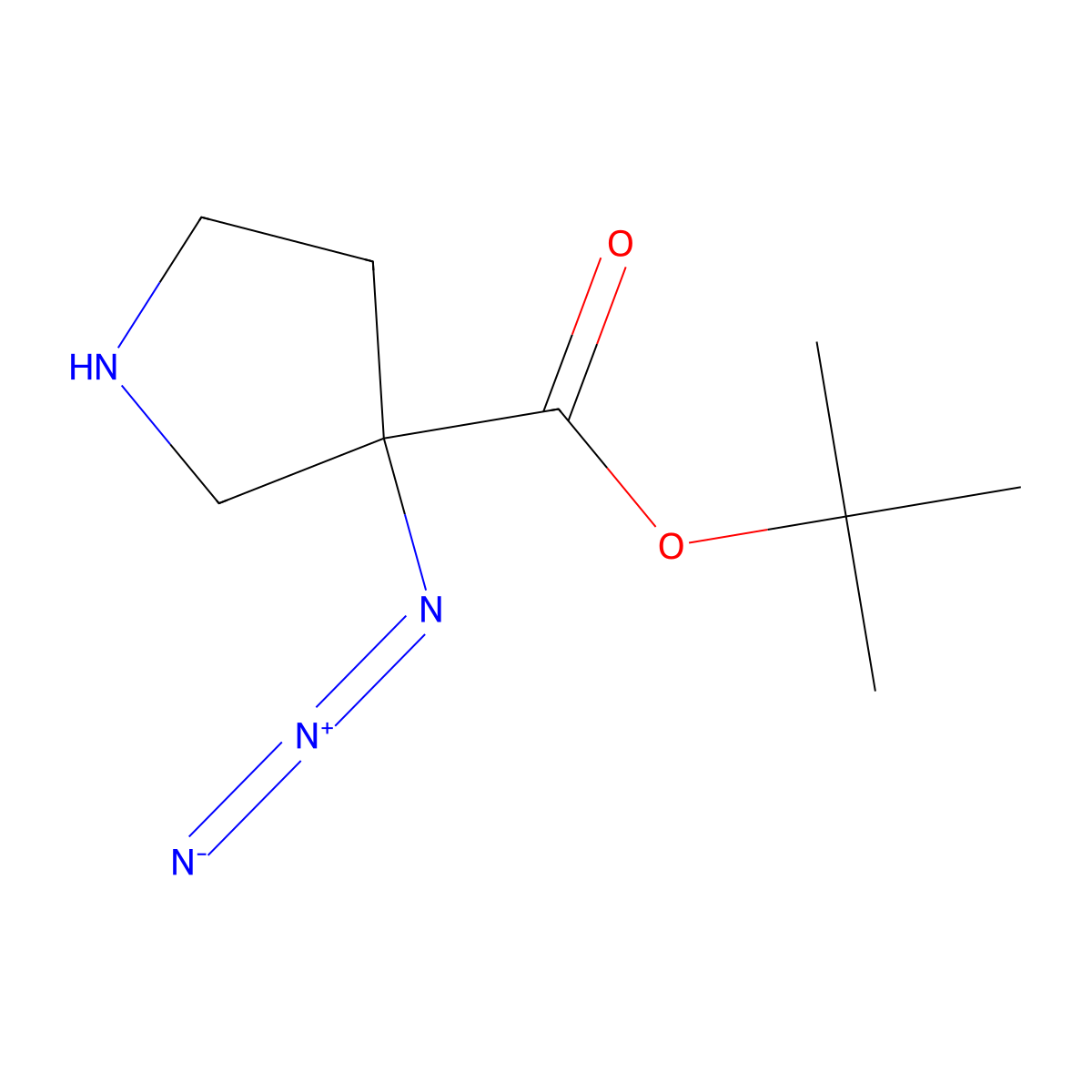 Tert-butyl 3-azidopyrrolidine-3-carboxylate molecular structure, CAS 2580239-52-5