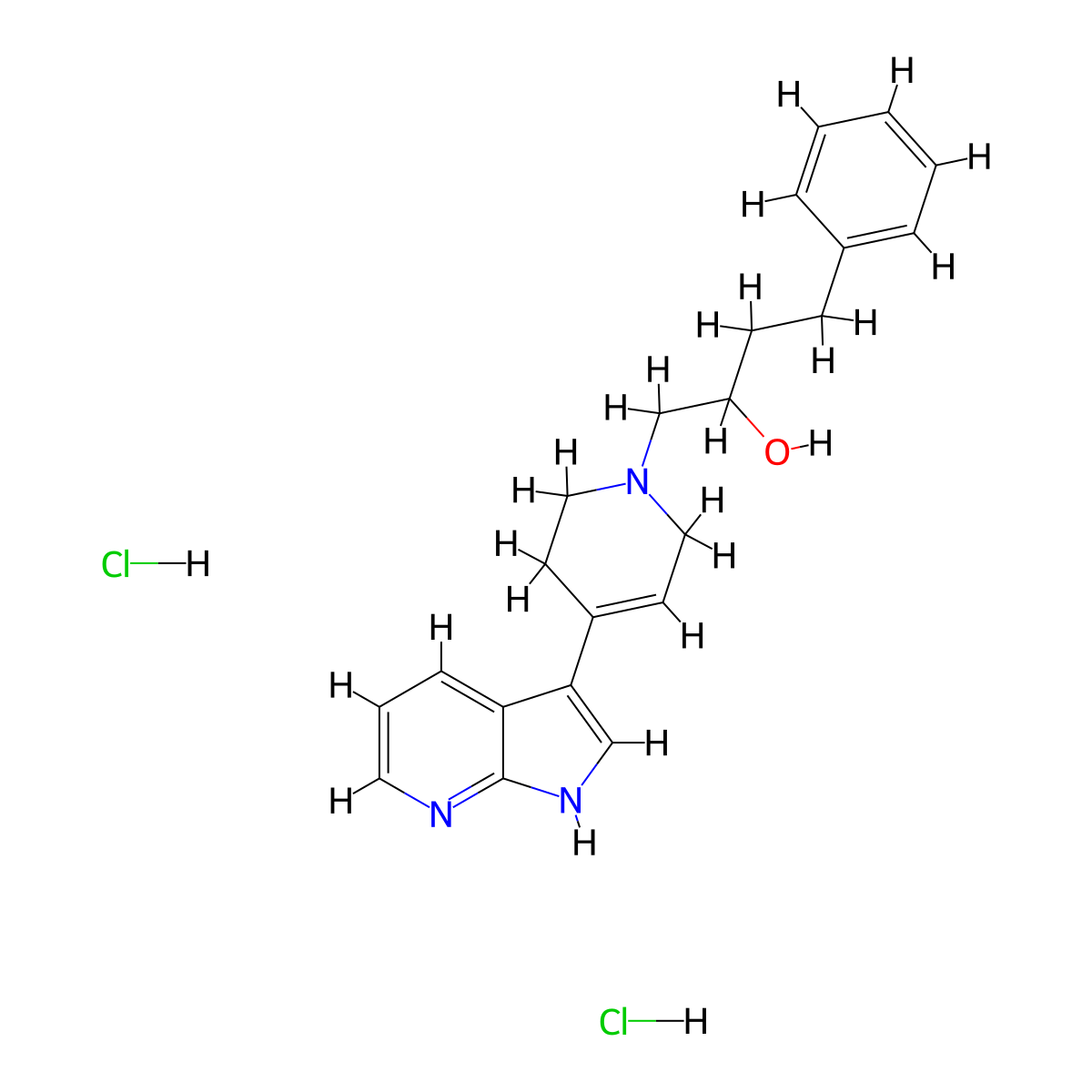 4-Phenyl-1-[4-(1H-pyrrolo[2,3-b]pyridin-3-yl)-3,6-dihydro-2H-pyridin-1-yl]butan-2-ol;dihydrochloride molecular structure, CAS 2580239-55-8