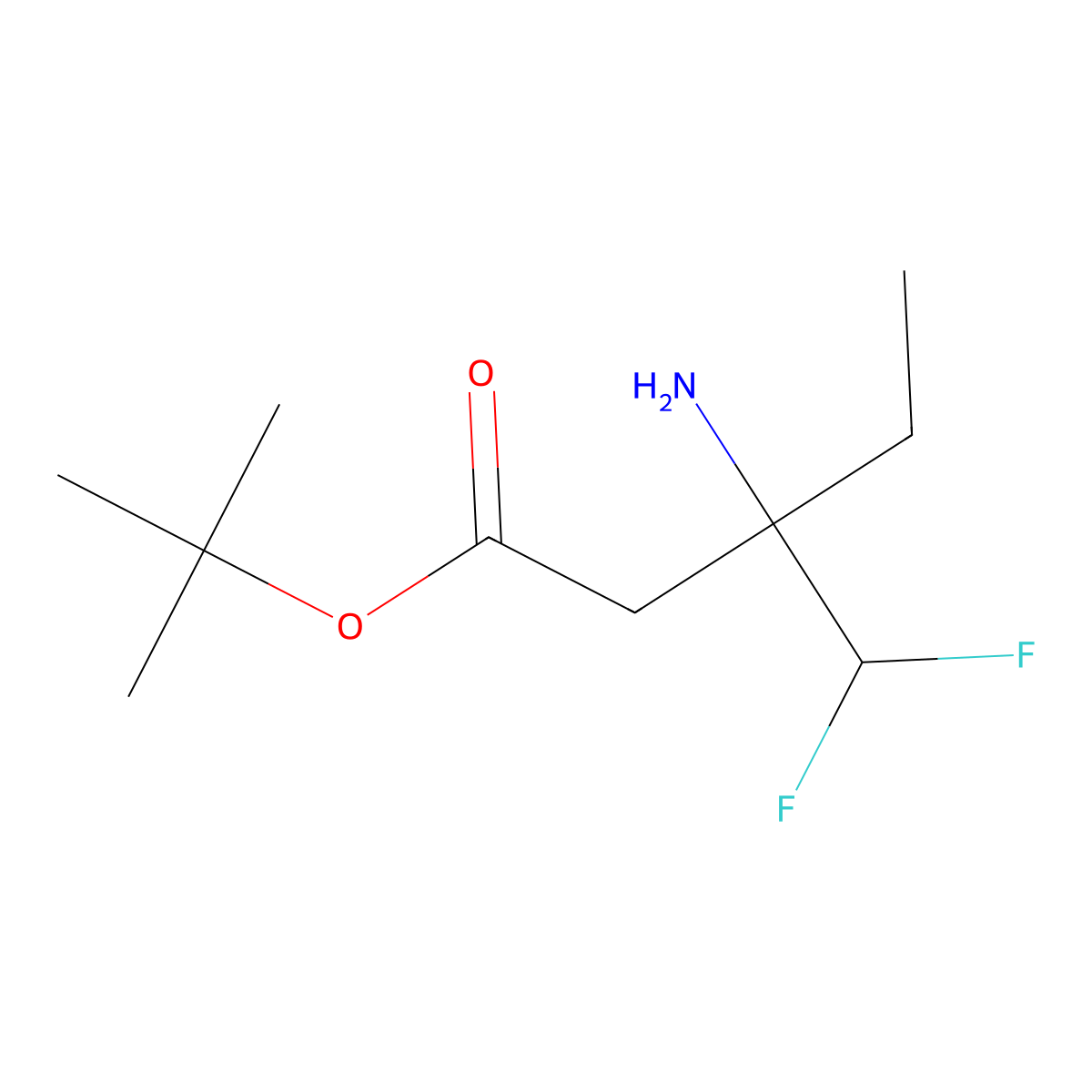 Tert-butyl 3-amino-3-(difluoromethyl)pentanoate molecular structure, CAS 2580239-57-0