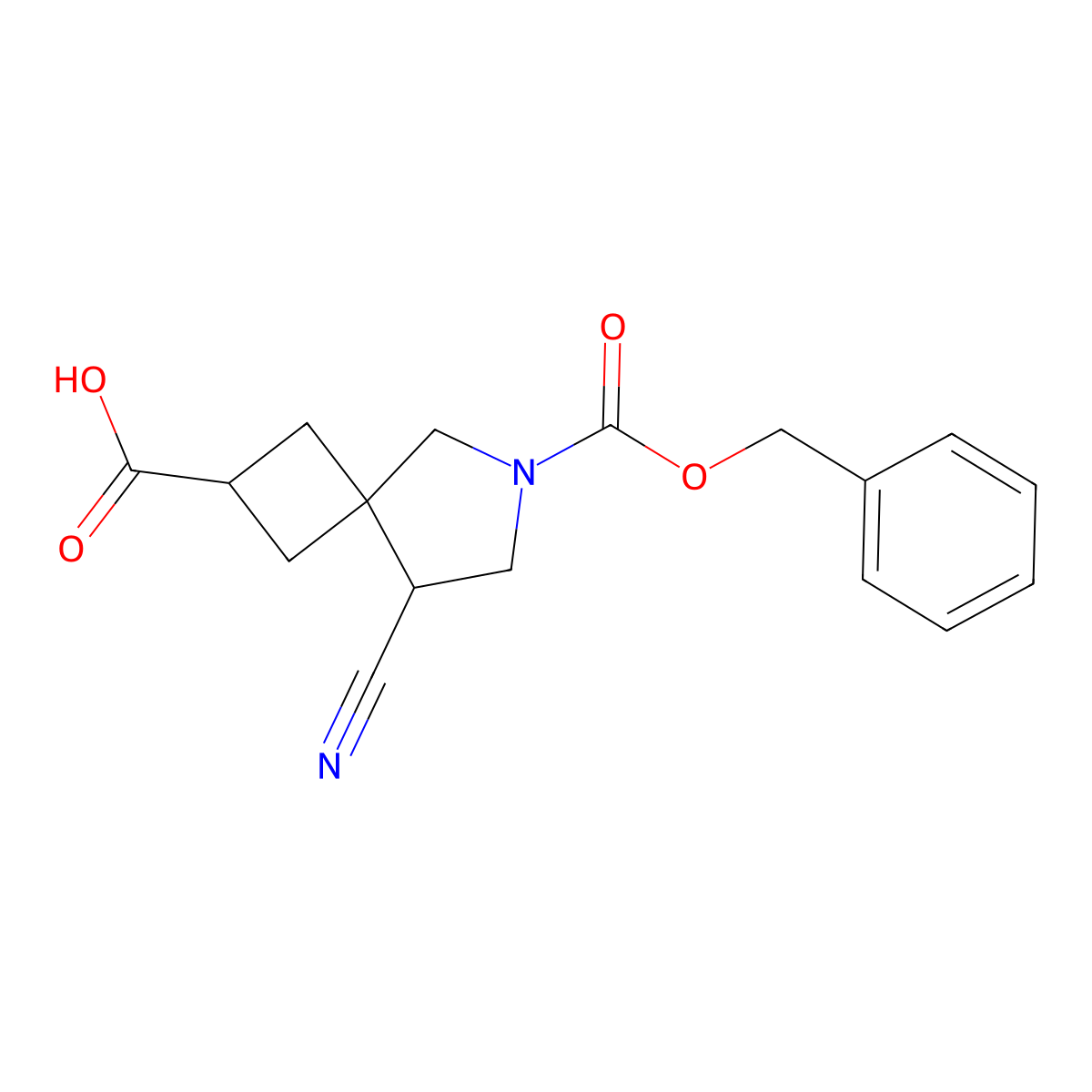 6-[(Benzyloxy)carbonyl]-8-cyano-6-azaspiro[3.4]octane-2-carboxylic acid molecular structure, CAS 2580239-59-2