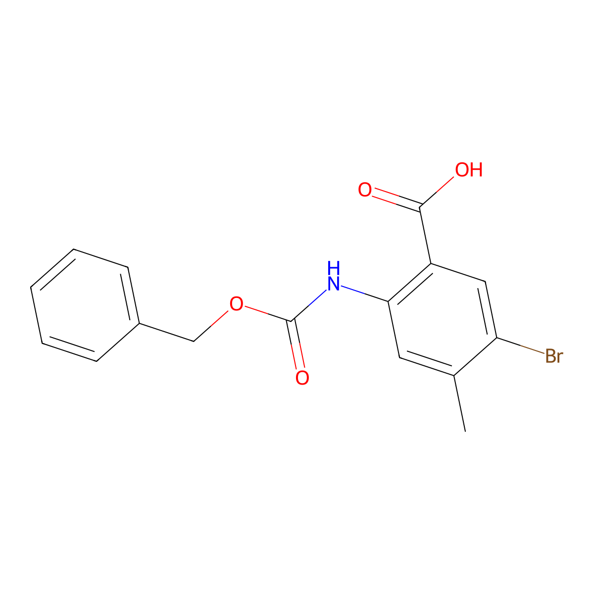2-{[(Benzyloxy)carbonyl]amino}-5-bromo-4-methylbenzoic acid molecular structure, CAS 2580239-67-2