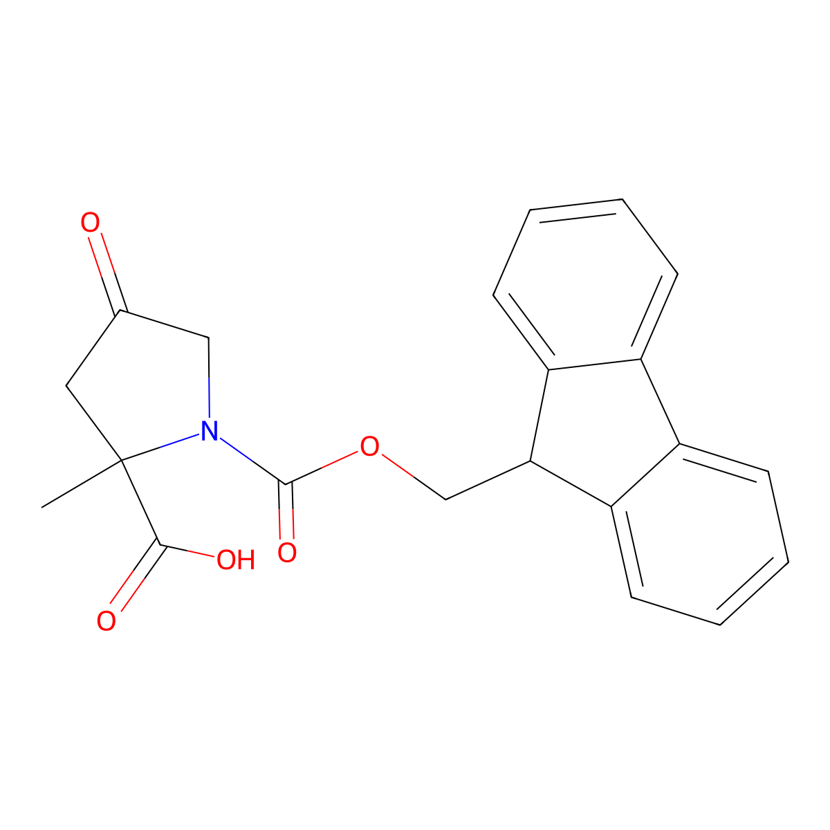 1-{[(9H-fluoren-9-yl)methoxy]carbonyl}-2-methyl-4-oxopyrrolidine-2-carboxylic acid molecular structure, CAS 2580239-69-4