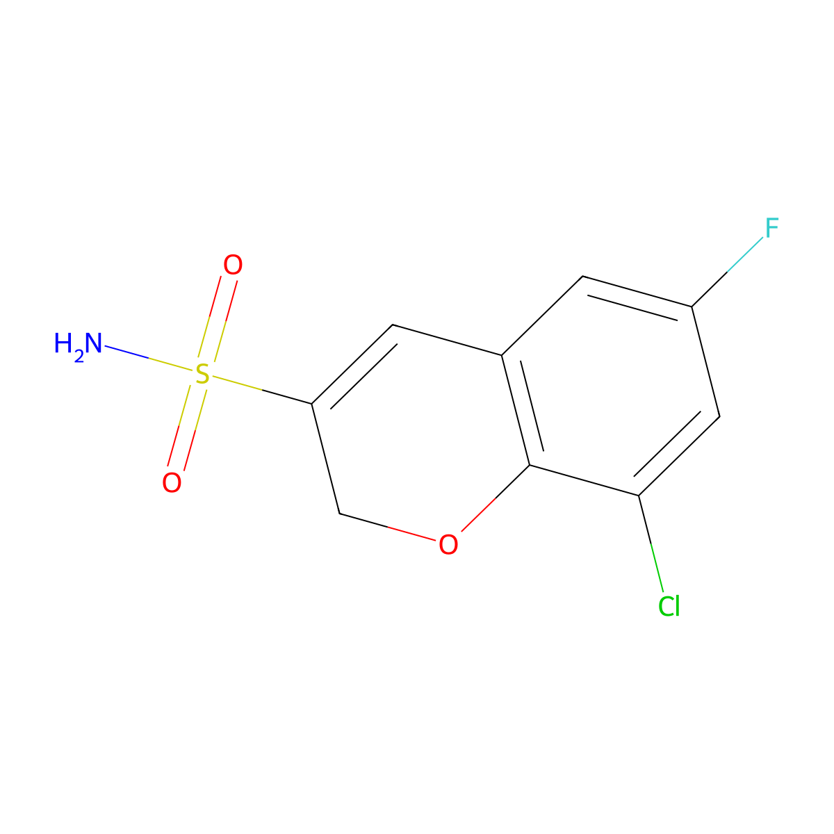 8-chloro-6-fluoro-2H-chromene-3-sulfonamide molecular structure, CAS 2580239-71-8