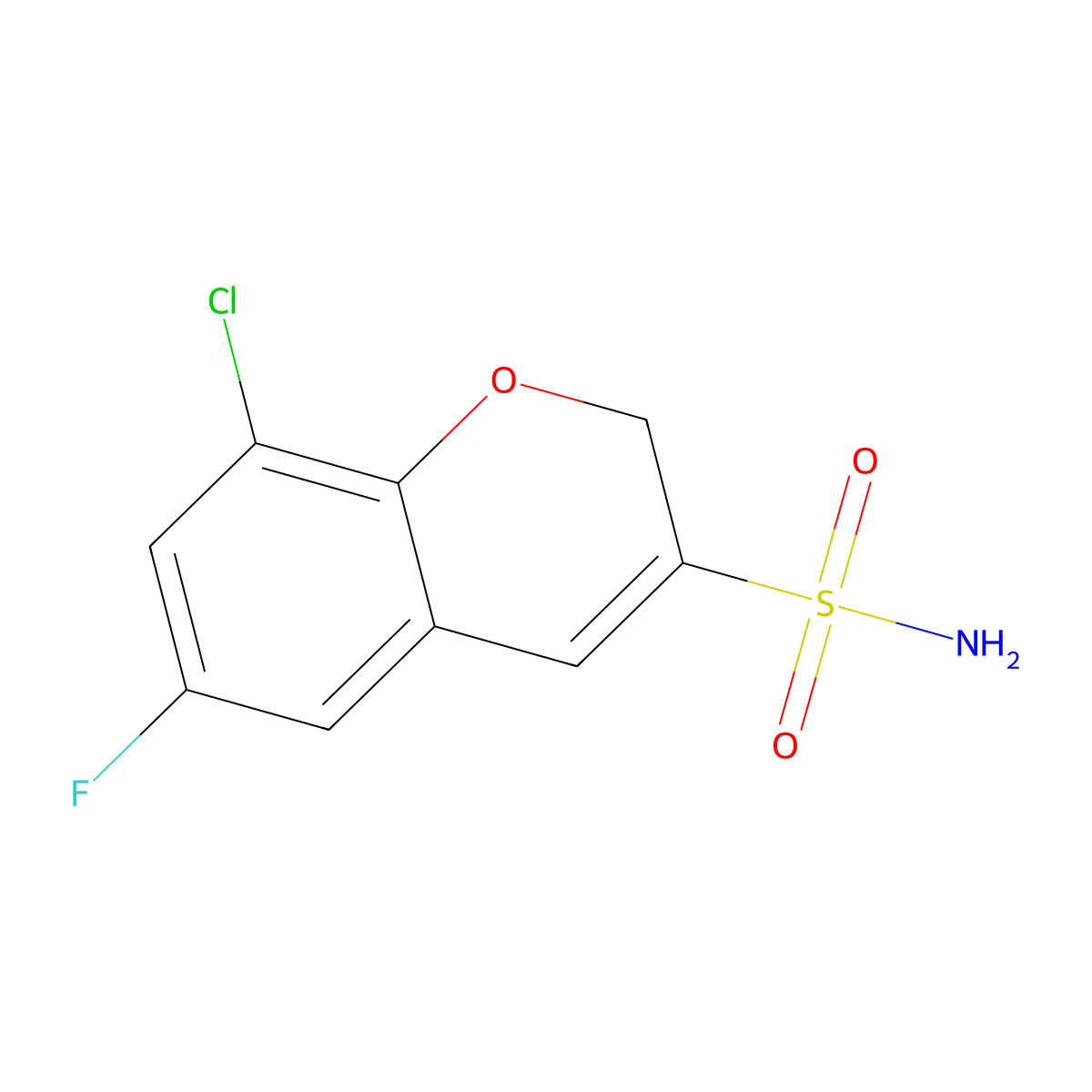 8-chloro-6-fluoro-2H-chromene-3-sulfonamide molecular structure, CAS 2580239-71-8