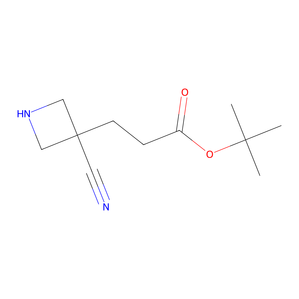 Tert-butyl 3-(3-cyanoazetidin-3-yl)propanoate molecular structure, CAS 2580239-72-9