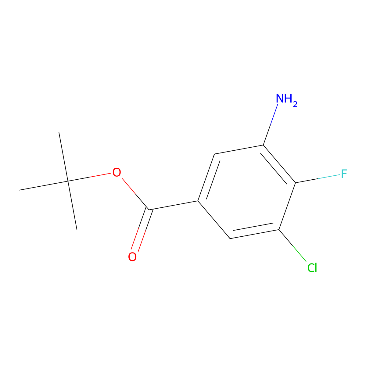 Tert-butyl 3-amino-5-chloro-4-fluorobenzoate molecular structure, CAS 2580239-81-0