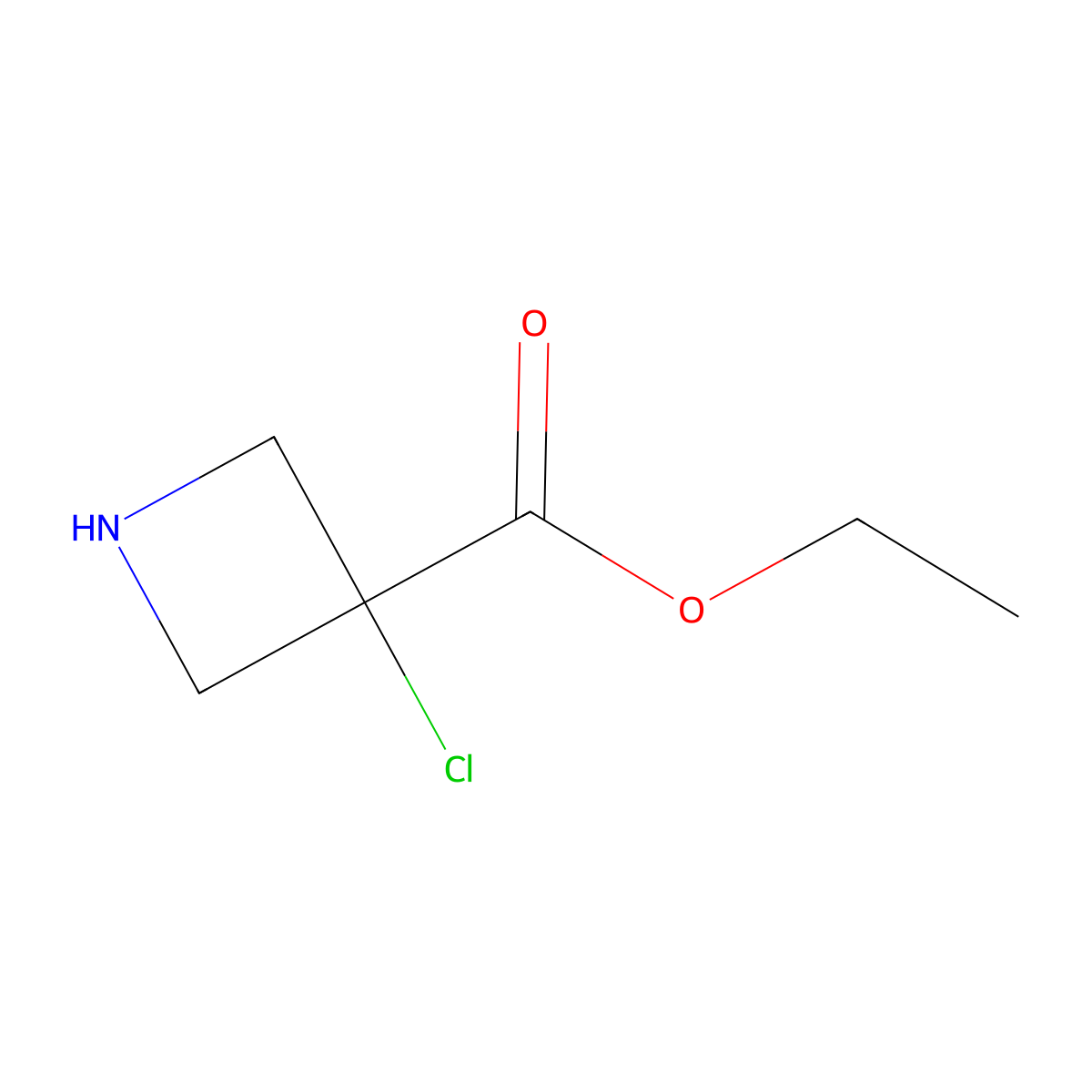 Ethyl 3-chloroazetidine-3-carboxylate molecular structure, CAS 2580239-88-7