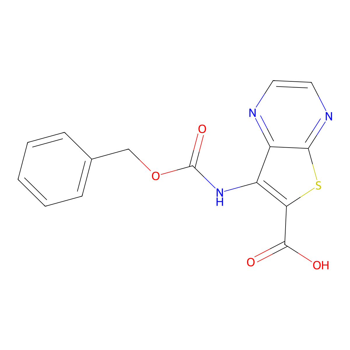 7-{[(Benzyloxy)carbonyl]amino}thieno[2,3-b]pyrazine-6-carboxylic acid molecular structure, CAS 2580239-90-1