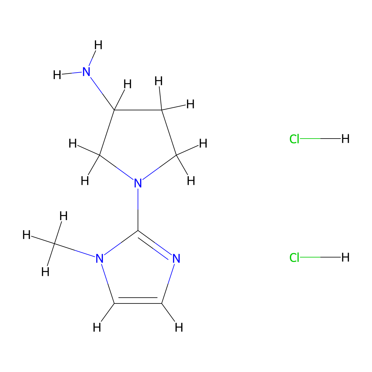 1-(1-methyl-1H-imidazol-2-yl)pyrrolidin-3-aminedihydrochloride molecular structure, CAS 2580239-91-2
