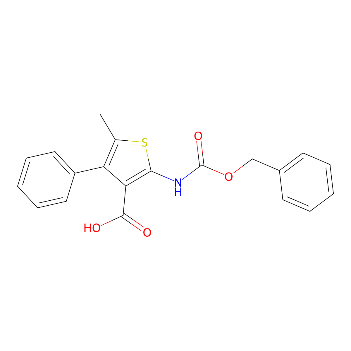 2-{[(Benzyloxy)carbonyl]amino}-5-methyl-4-phenylthiophene-3-carboxylic acid molecular structure, CAS 2580239-99-0