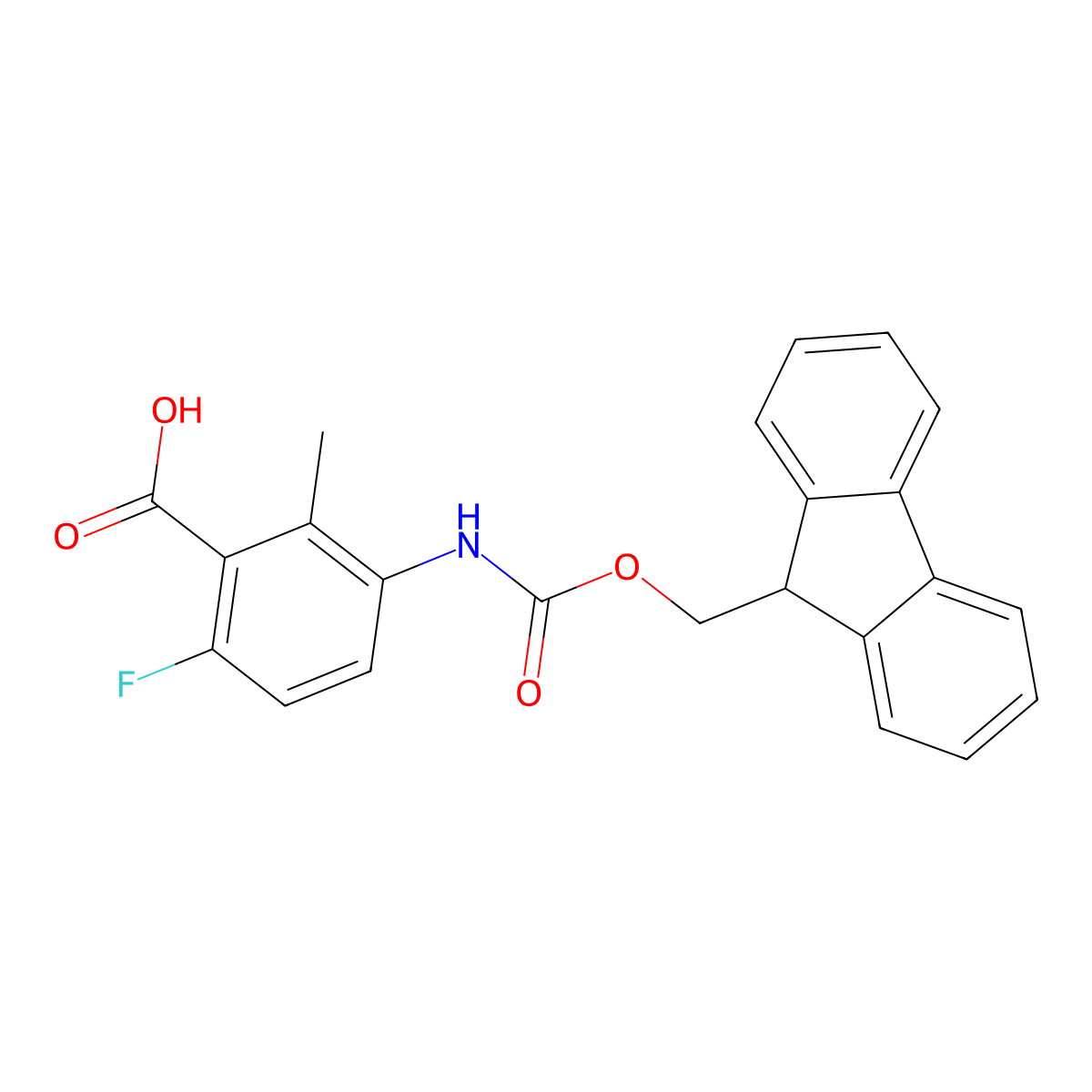 3-({[(9H-fluoren-9-yl)methoxy]carbonyl}amino)-6-fluoro-2-methylbenzoic acid molecular structure, CAS 2580240-04-4
