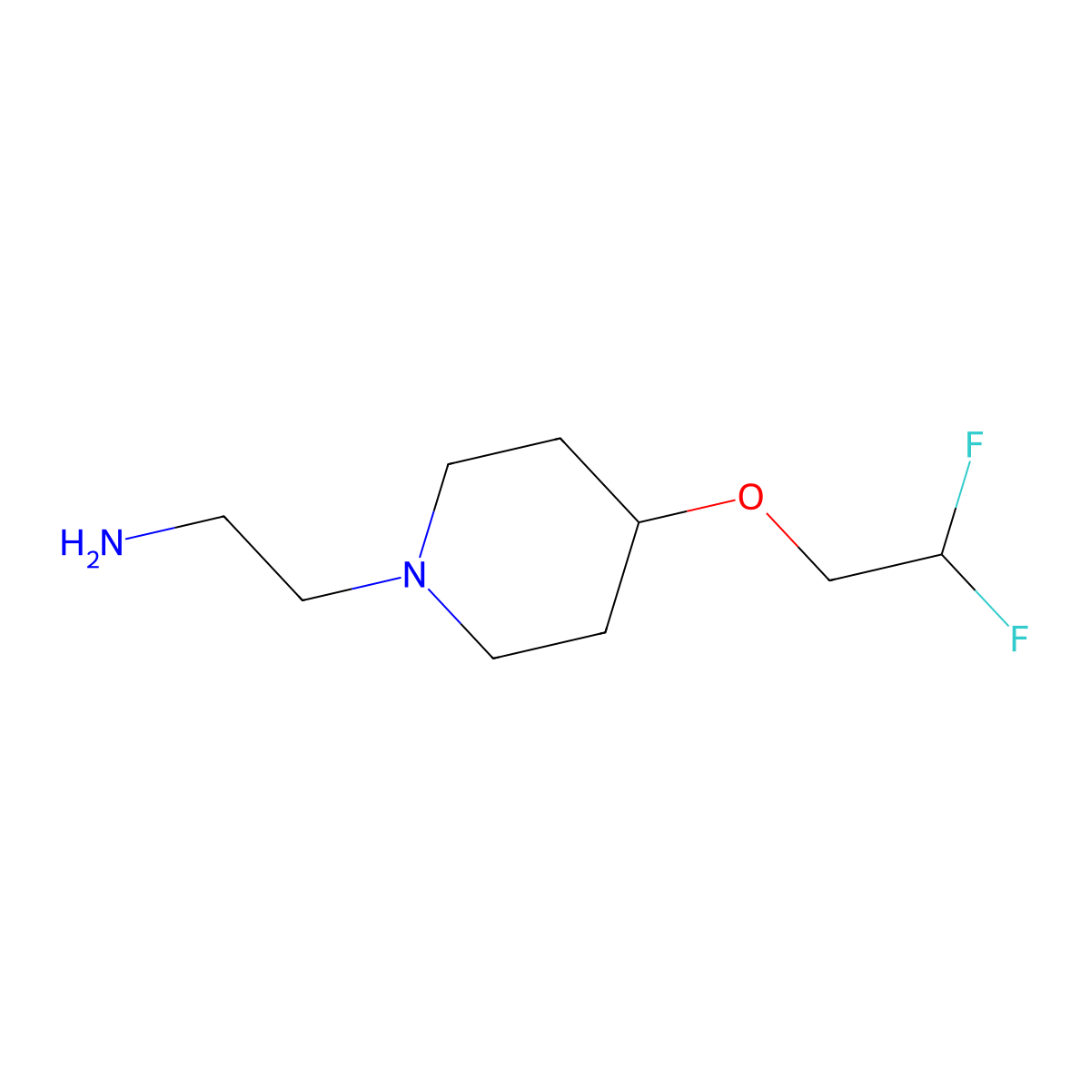 2-[4-(2,2-Difluoroethoxy)piperidin-1-yl]ethan-1-amine molecular structure, CAS 2580240-05-5