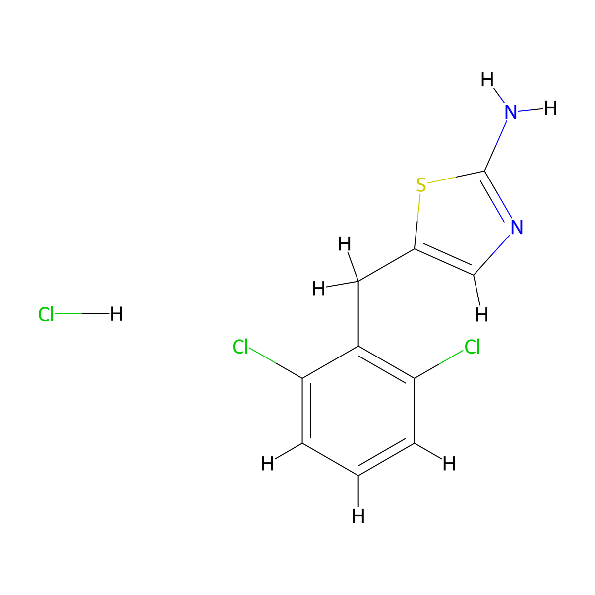 5-[(2,6-Dichlorophenyl)methyl]-1,3-thiazol-2-amine hydrochloride molecular structure, CAS 2580240-10-2