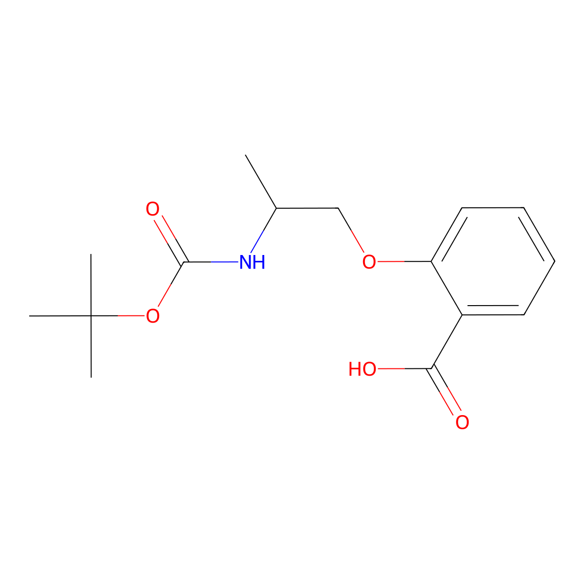 2-(2-{[(Tert-butoxy)carbonyl]amino}propoxy)benzoic acid molecular structure, CAS 2580240-13-5