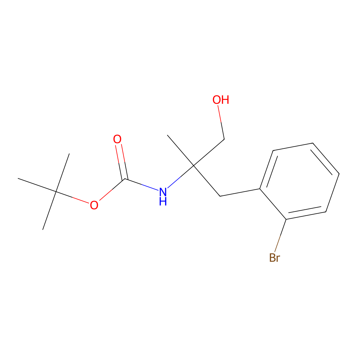 tert-butyl N-{2-[(2-bromophenyl)methyl]-1-hydroxypropan-2-yl}carbamate molecular structure, CAS 2580240-26-0