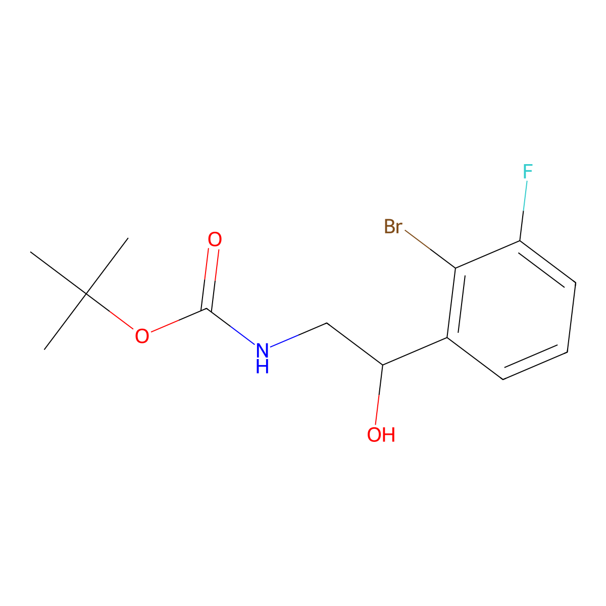 tert-butyl N-[2-(2-bromo-3-fluorophenyl)-2-hydroxyethyl]carbamate molecular structure, CAS 2580240-30-6
