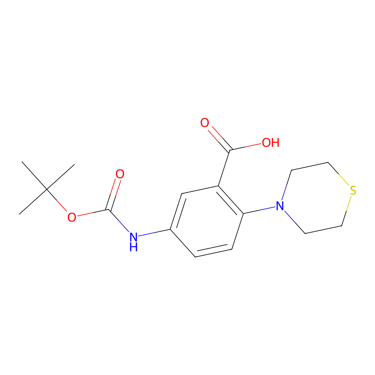 5-{[(Tert-butoxy)carbonyl]amino}-2-(thiomorpholin-4-yl)benzoic acid molecular structure, CAS 2580240-40-8