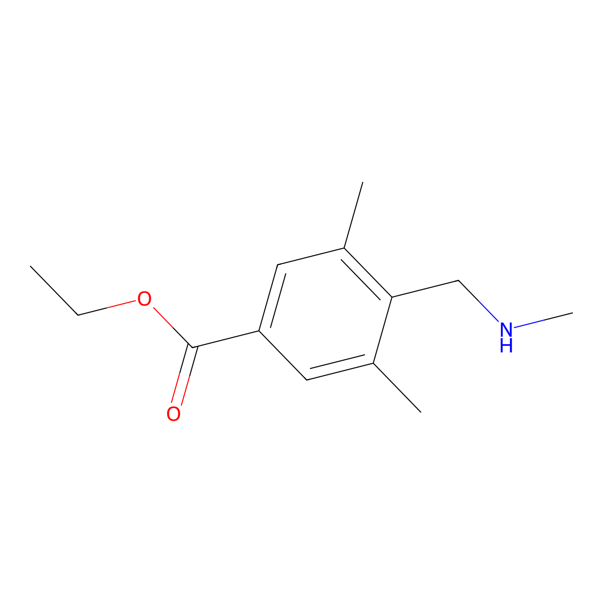 Ethyl 3,5-dimethyl-4-[(methylamino)methyl]benzoate molecular structure, CAS 2580240-42-0