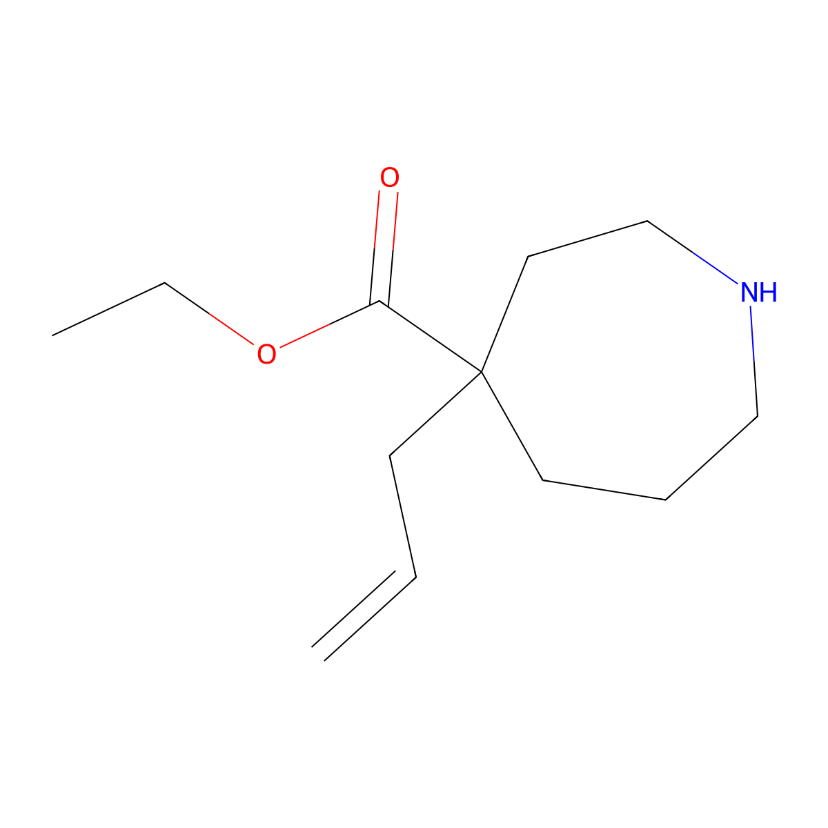 Ethyl 4-(prop-2-en-1-yl)azepane-4-carboxylate molecular structure, CAS 2580240-43-1